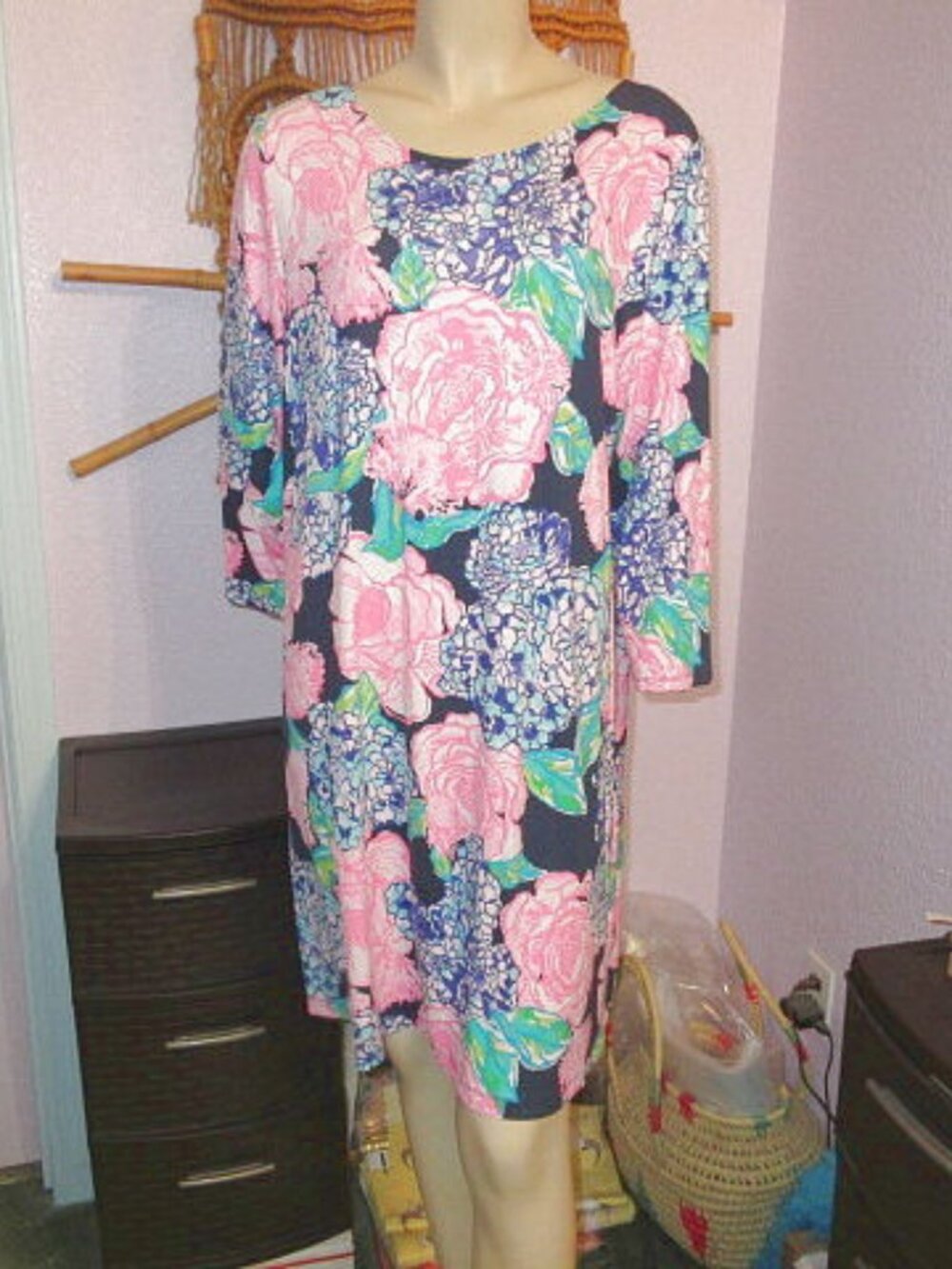 Lilly Pulitzer Dress Size XXL 2X Floral Strappy Back Popover Ophelia Swing EUC